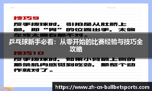 乒乓球新手必看：从零开始的比赛经验与技巧全攻略